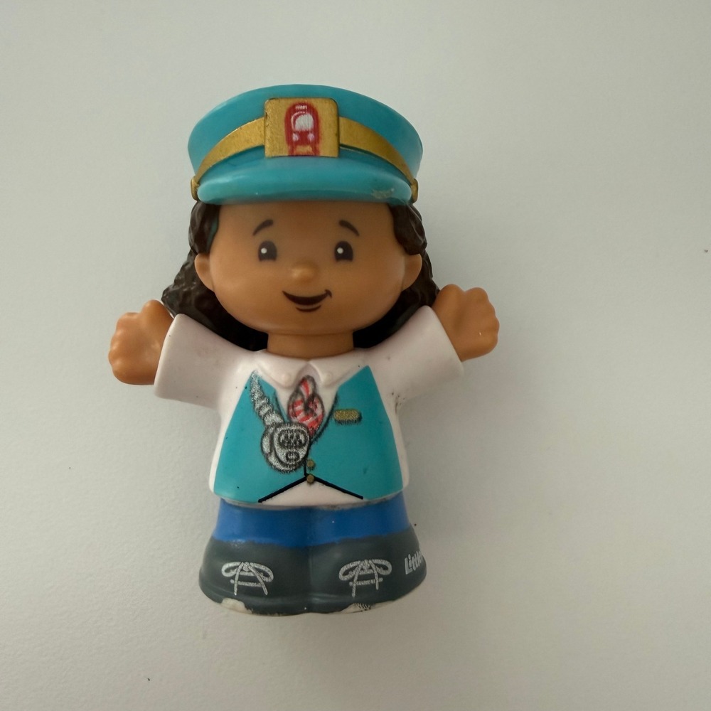 Fisher Price Little People Train Conductor Koby Figure‎ Blue Hat Mattel DYF20